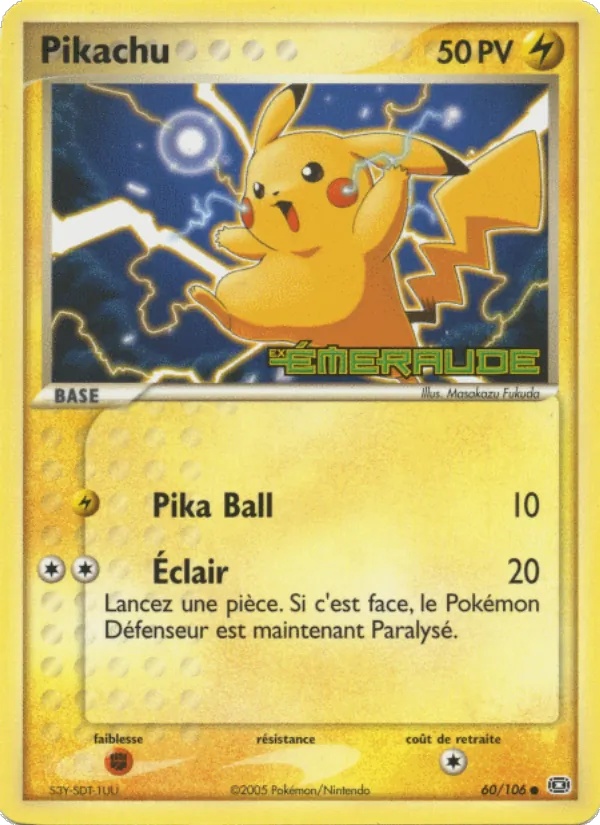 Pikachu 60/106 - EX Émeraude - comic-con - Pokémon JCC