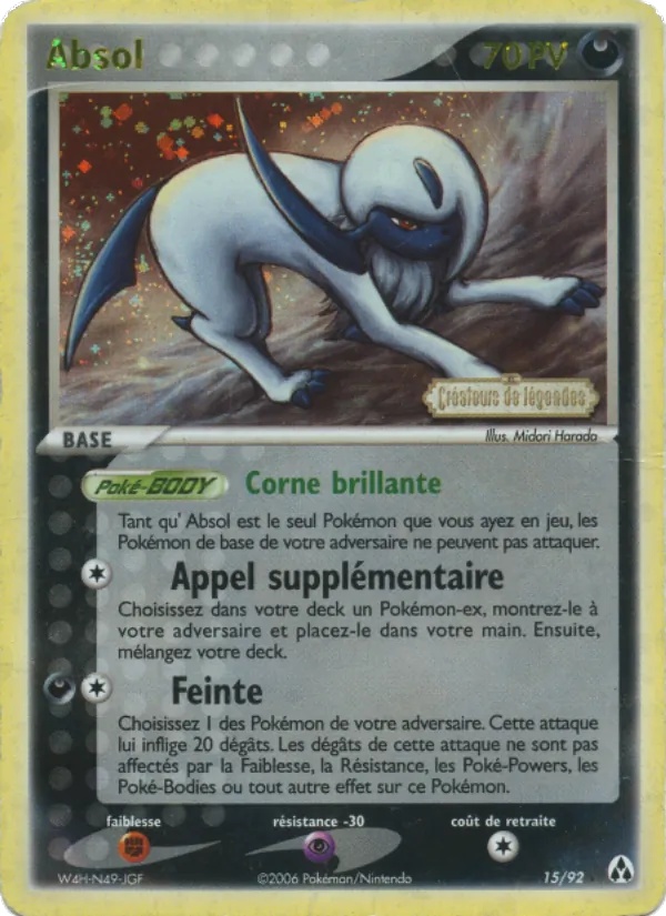 Absol 15/92 - EX Créateurs de légendes - Logo de la série - Pokémon JCC