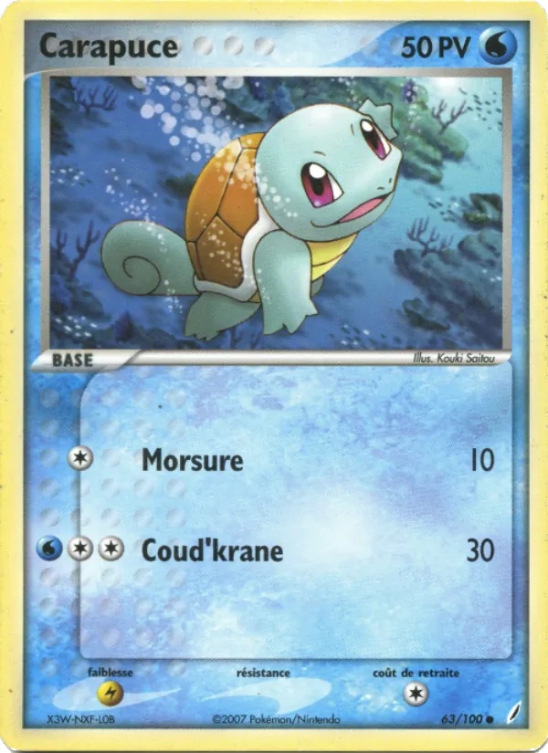 Carapuce 63/100 - EX Gardiens de Cristal - Championnats de Ville - Pokémon JCC