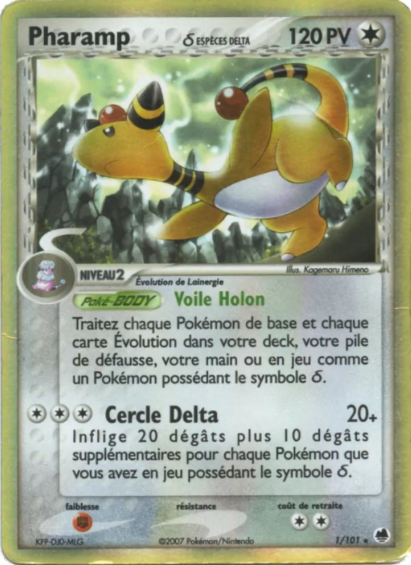 Pharamp δ 1/101 - EX Île des Dragons - Holo Logo de la série - Pokémon JCC