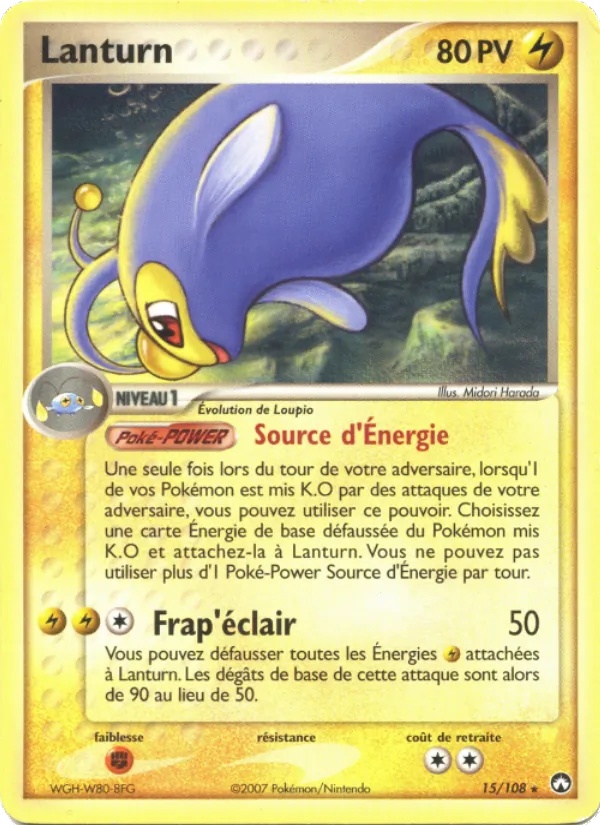 Lanturn 15/108 - EX Gardiens du Pouvoir - Logo de la série - Pokémon JCC