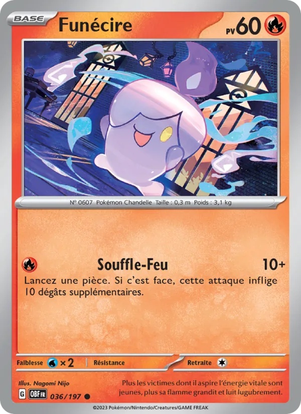 Funécire 036/197 - Flammes Obsidiennes - Reverse - Pokémon JCC