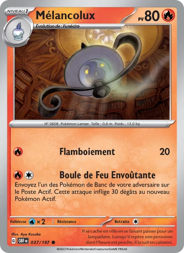Mélancolux 037/197 - Flammes Obsidiennes - Reverse - Pokémon JCC