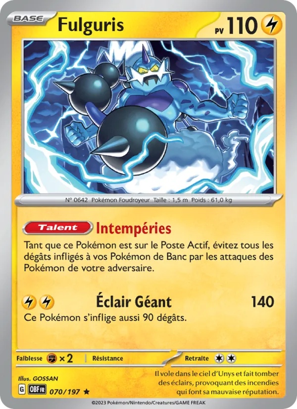 Fulguris 070/197 - Flammes Obsidiennes - Reverse - Pokémon JCC