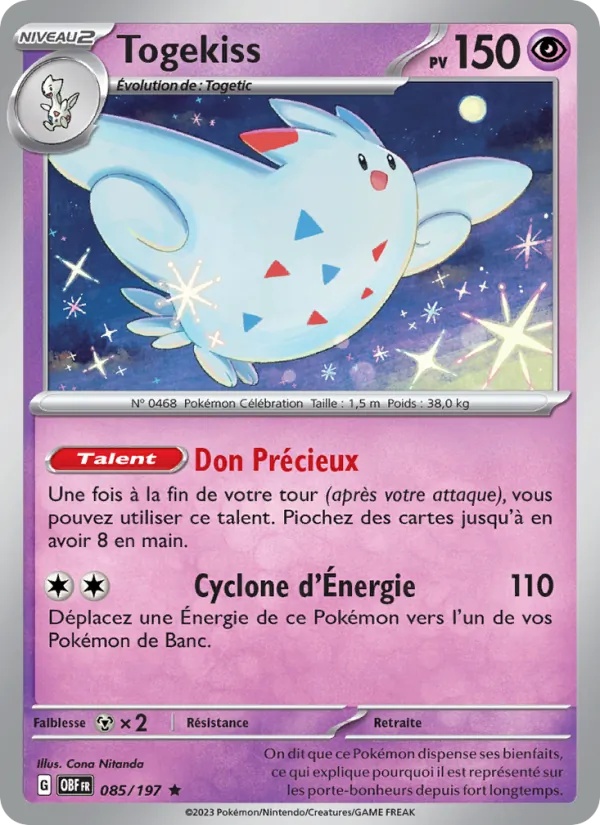 Togekiss 085/197 - Flammes Obsidiennes - Holo Pré-release - Pokémon JCC