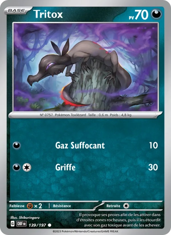 Tritox 139/197 - Flammes Obsidiennes - Reverse - Pokémon JCC