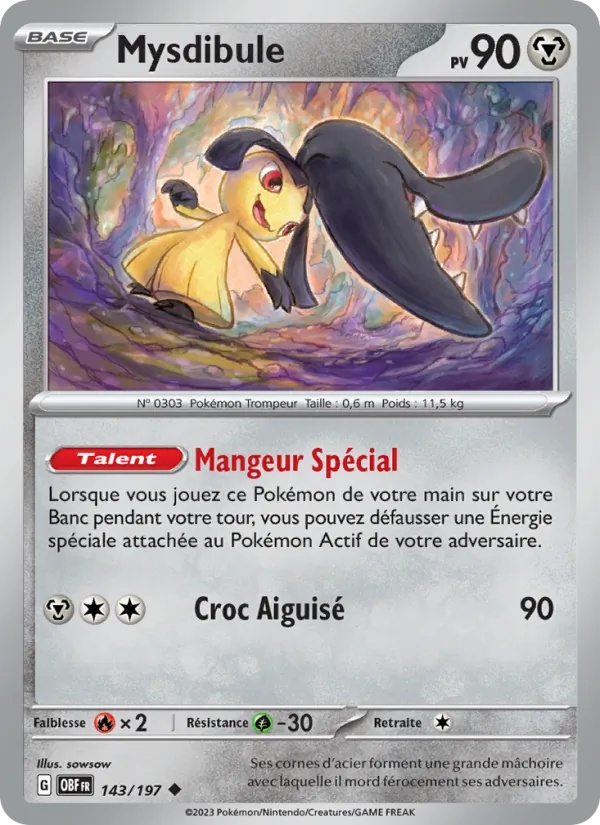 Mysdibule 143/197 - Flammes Obsidiennes - Reverse - Pokémon JCC