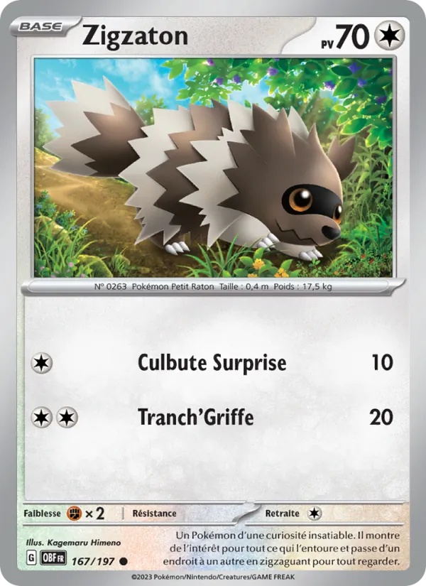 Zigzaton 167/197 - Flammes Obsidiennes - Reverse - Pokémon JCC