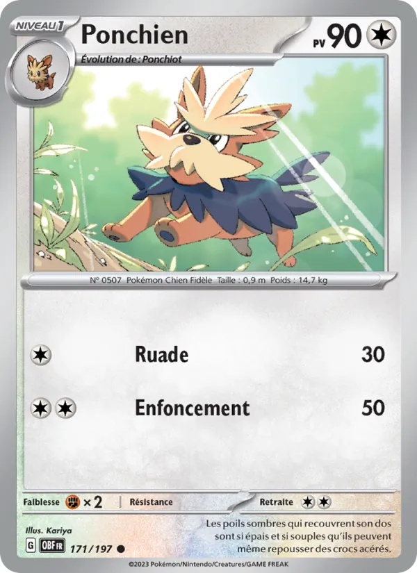 Ponchien 171/197 - Flammes Obsidiennes - Reverse - Pokémon JCC
