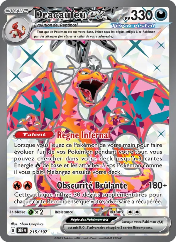 Dracaufeu-ex 215/197 - Flammes Obsidiennes - Holo - Pokémon JCC