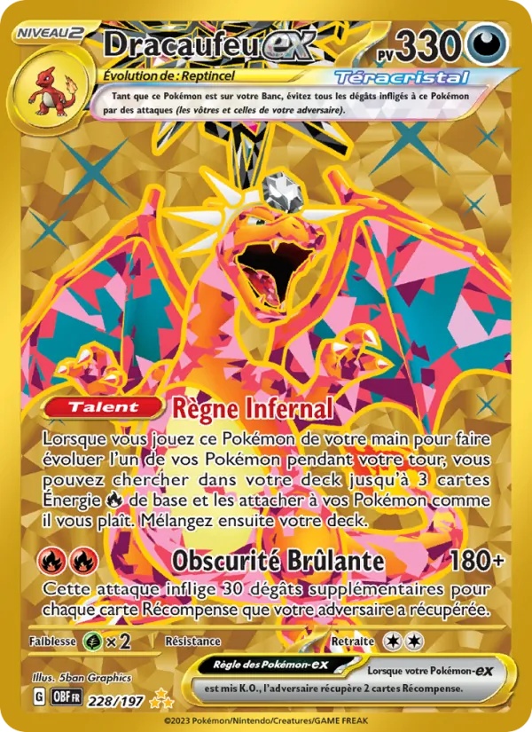 Dracaufeu-ex 228/197 - Flammes Obsidiennes - Holo - Pokémon JCC