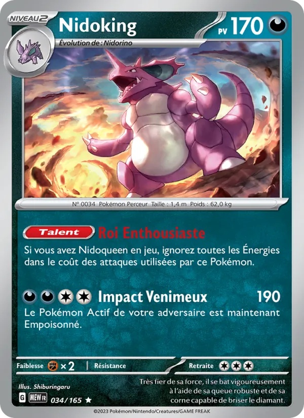 Nidoking 034/165 - 151 - Reverse - Pokémon JCC