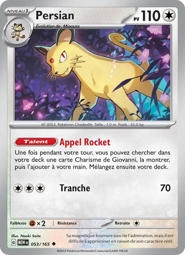 Persian 053/165 - 151 - Reverse - Pokémon JCC