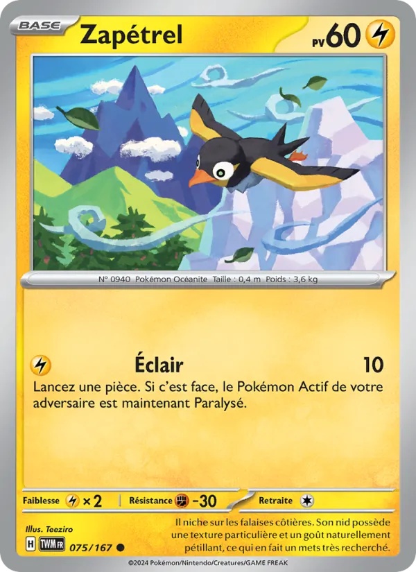 Zapétrel 075/167 - Mascarade Crépusculaire - Reverse - Pokémon JCC