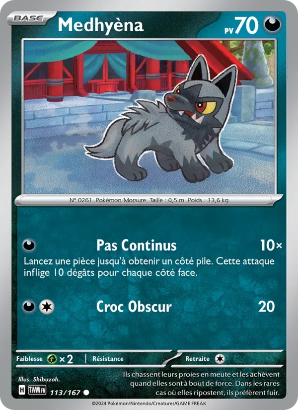 Medhyèna 113/167 - Mascarade Crépusculaire - Reverse - Pokémon JCC