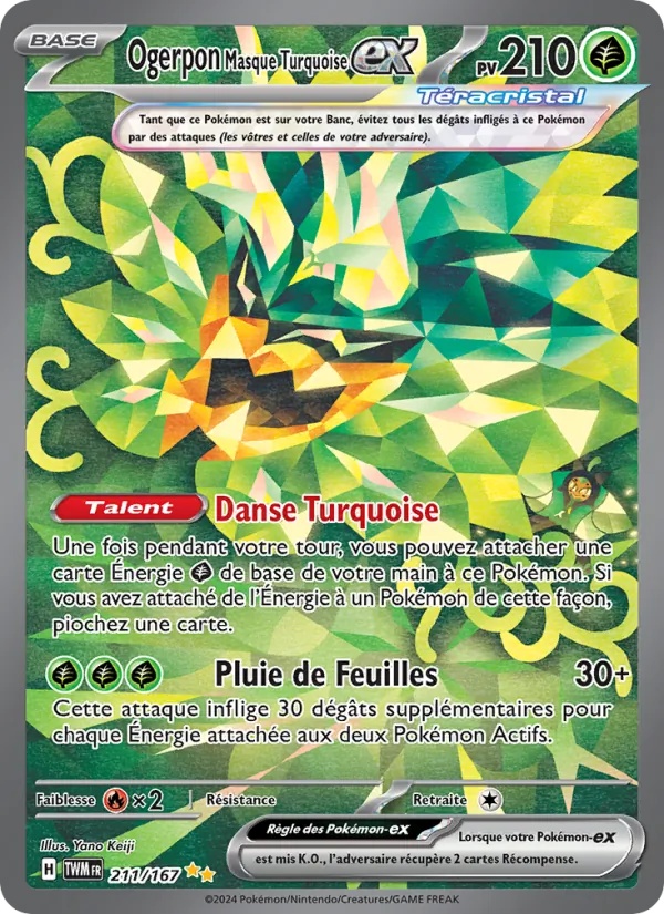 Ogerpon Masque Turquoise-ex 211/167 - Mascarade Crépusculaire - Holo - Pokémon JCC