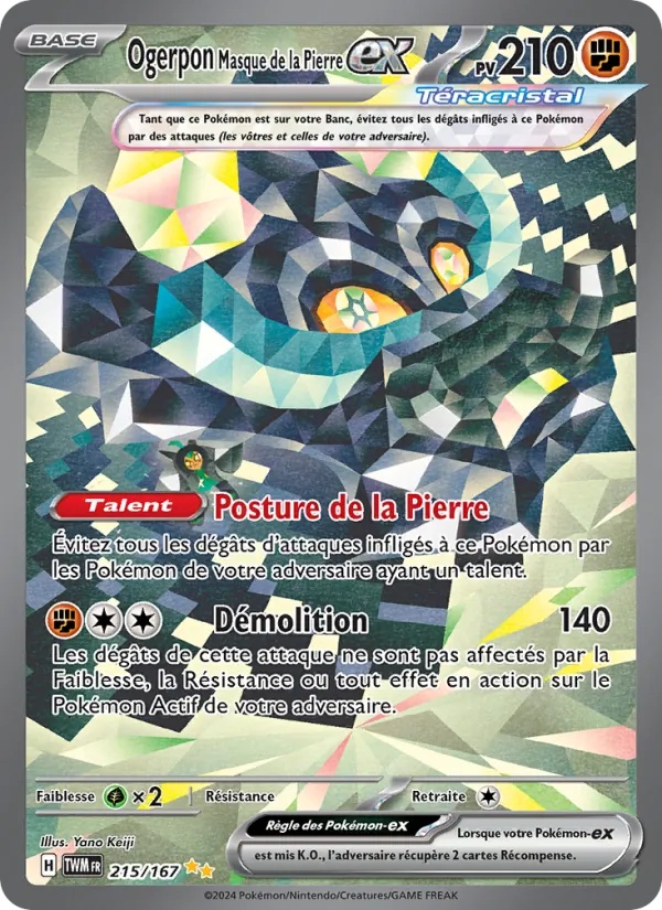 Ogerpon Masque de la Pierre-ex 215/167 - Mascarade Crépusculaire - Holo - Pokémon JCC