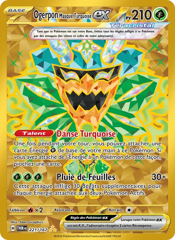 Ogerpon Masque Turquoise-ex 221/167 - Mascarade Crépusculaire - Holo - Pokémon JCC