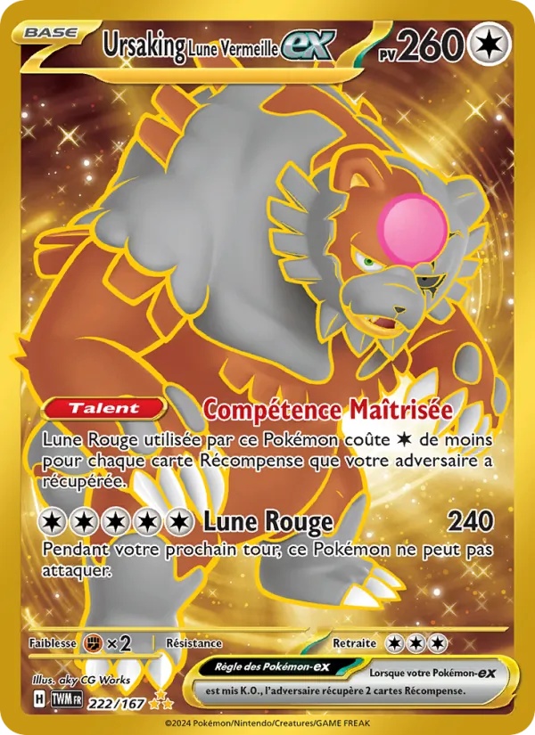 Ursaking Lune Vermeille-ex 222/167 - Mascarade Crépusculaire - Holo - Pokémon JCC