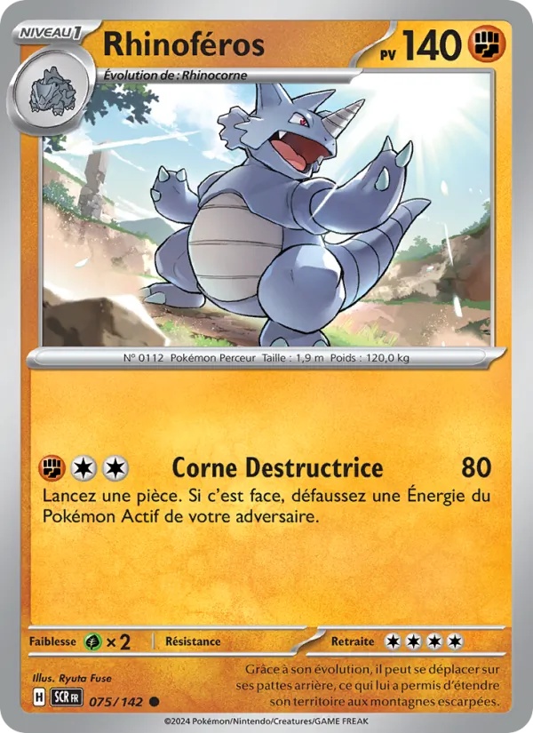 Rhinoféros 075/142 - Couronne Stellaire - Reverse - Pokémon JCC