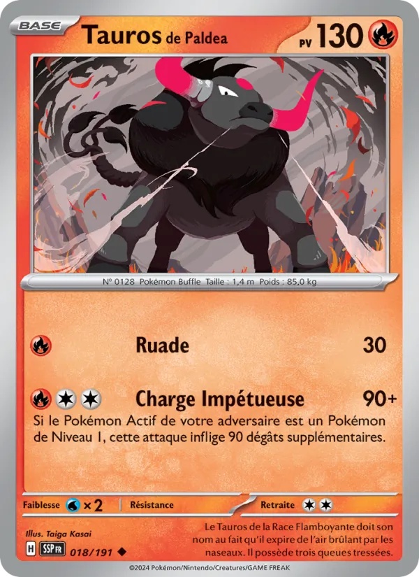 Tauros de Paldea 018/191 - Étincelles Déferlantes - Reverse - Pokémon JCC