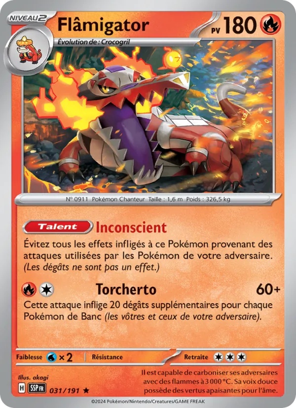 Flâmigator 031/191 - Étincelles Déferlantes - Holo - Pokémon JCC