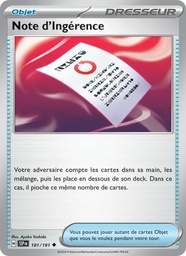Note d'Ingérence 181/191 - Étincelles Déferlantes - Reverse - Pokémon JCC