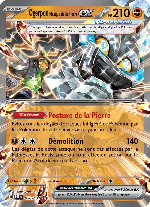 Ogerpon Masque de la Pierre-ex 058/131 - Évolutions Prismatiques - Holo - Pokémon JCC