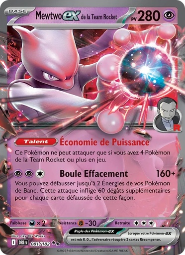 Mewtwo-ex de la Team Rocket 081/182 Holo