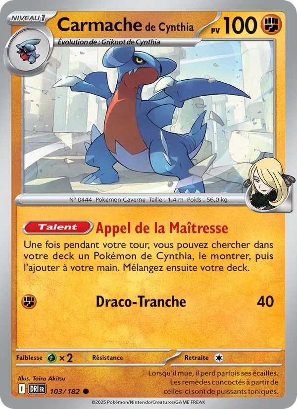 Carmache de Cynthia 103/182 - Rivalités Destinées - Reverse - Pokémon JCC