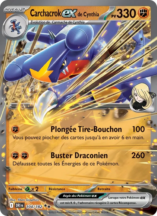 Carchacrok-ex de Cynthia 104/182 - Rivalités Destinées - Holo - Pokémon JCC