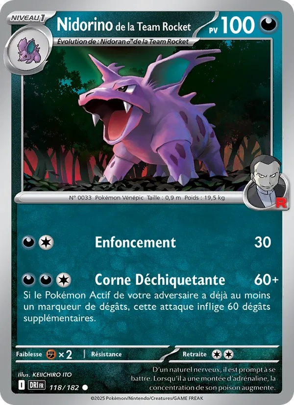 Nidorino de la Team Rocket 118/182 - Rivalités Destinées - Reverse - Pokémon JCC