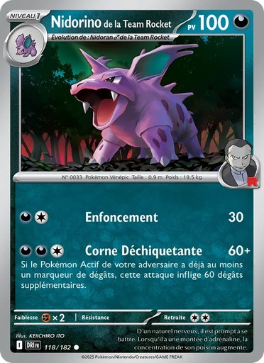 Nidorino de la Team Rocket 118/182 Reverse
