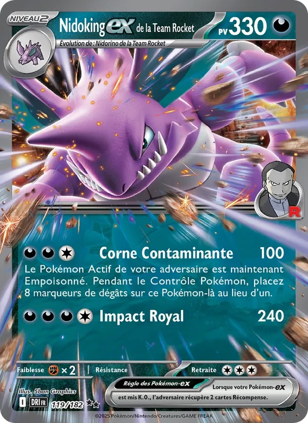 Nidoking-ex de la Team Rocket 119/182 - Rivalités Destinées - Holo - Pokémon JCC