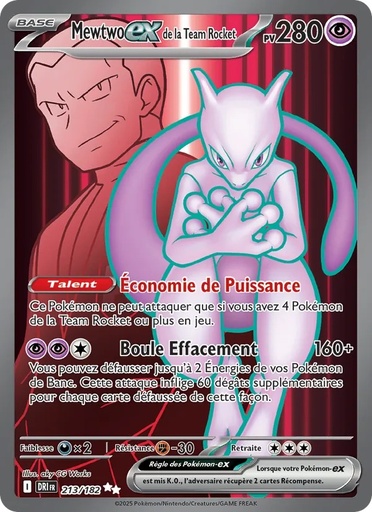 Mewtwo-ex de la Team Rocket 213/182 Holo