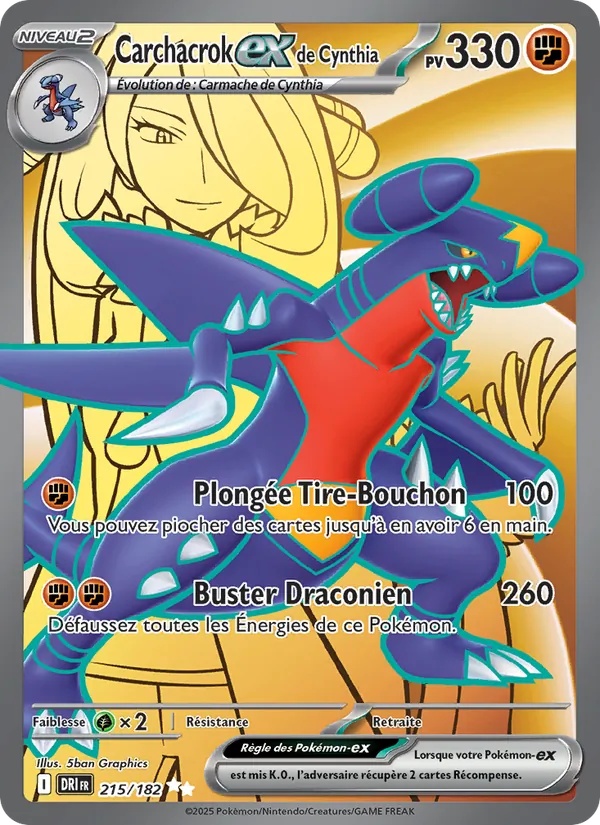 Carchacrok-ex de Cynthia 215/182 - Rivalités Destinées - Holo - Pokémon JCC