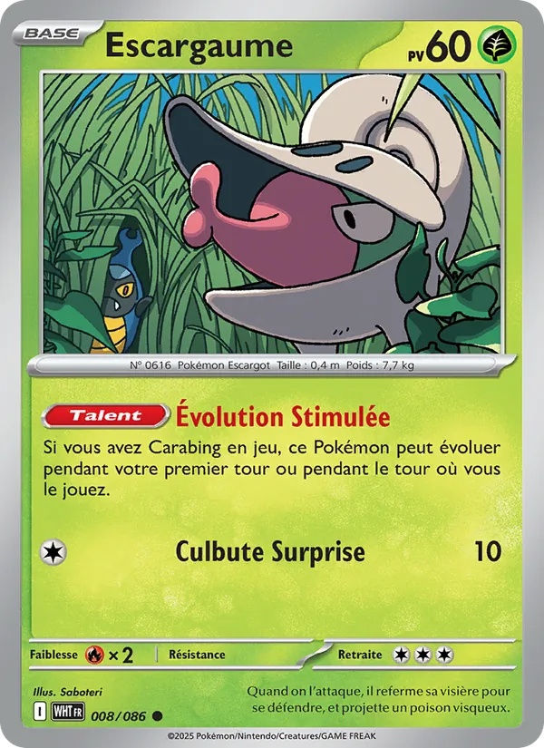 Escargaume 008/86 - Flamme Blanche - Reverse - Pokémon JCC