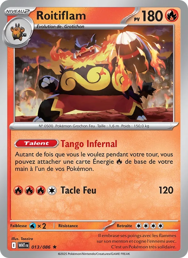 Roitiflam 013/86 - Flamme Blanche - Reverse - Pokémon JCC