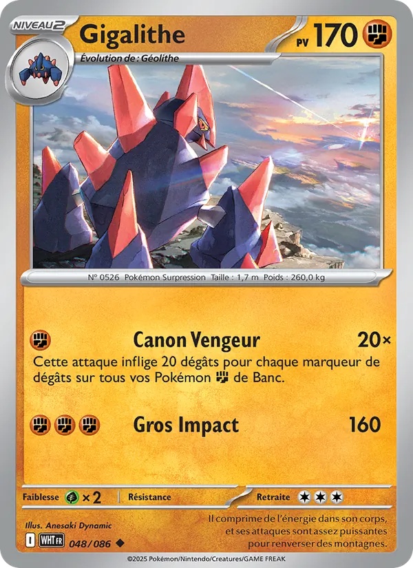 Gigalithe 048/86 - Flamme Blanche - Reverse - Pokémon JCC