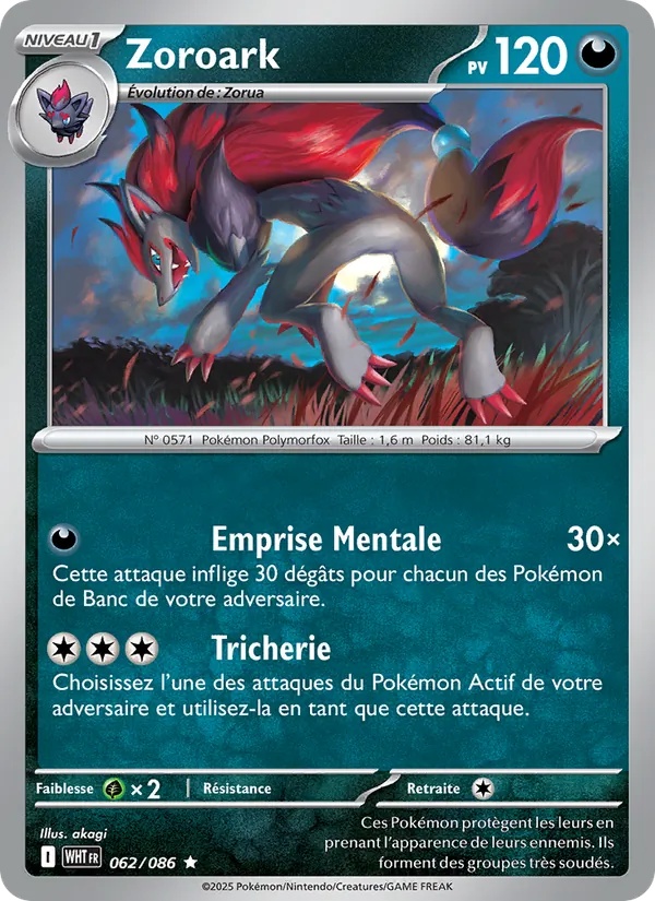 Zoroark 062/86 - Flamme Blanche - Reverse - Pokémon JCC