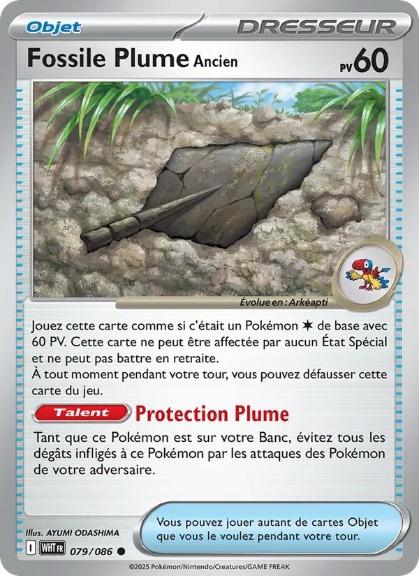 Fossile Plume Ancien 079/86 - Flamme Blanche - Reverse - Pokémon JCC