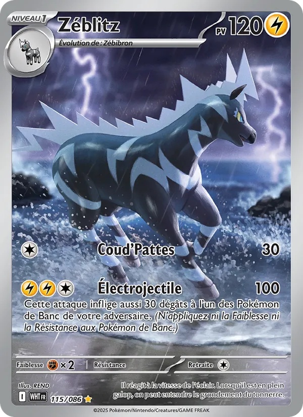 Zéblitz 115/86 - Flamme Blanche - Holo - Pokémon JCC