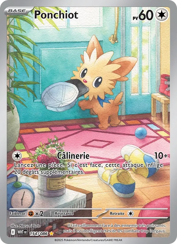 Ponchiot 154/86 - Flamme Blanche - Holo - Pokémon JCC