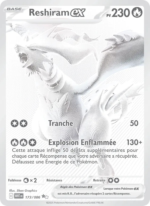 Reshiram-ex 173/86 - Flamme Blanche - Holo - Pokémon JCC
