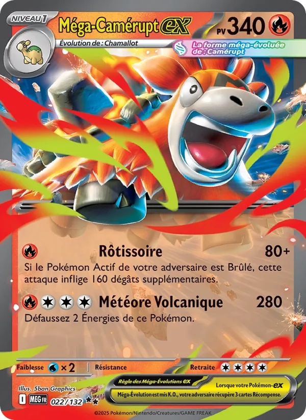 Méga-Camérupt-ex 022/132 - Méga-Évolution - Holo - Pokémon JCC