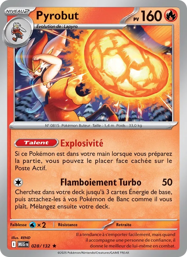 Pyrobut 028/132 - Méga-Évolution - Holo - Pokémon JCC