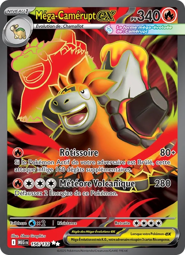 Méga-Camérupt-ex 156/132 - Méga-Évolution - Holo - Pokémon JCC