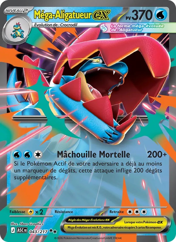 Méga-Aligatueur-ex 043/217 - Héros Transcendants - Holo - Pokémon JCC