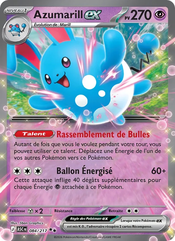 Azumarill-ex 084/217 - Héros Transcendants - Holo - Pokémon JCC