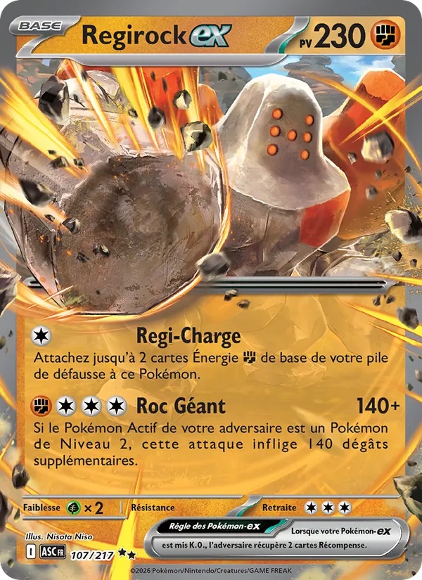 Regirock-ex 107/217 - Héros Transcendants - Holo - Pokémon JCC